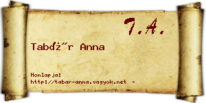 Tabár Anna névjegykártya